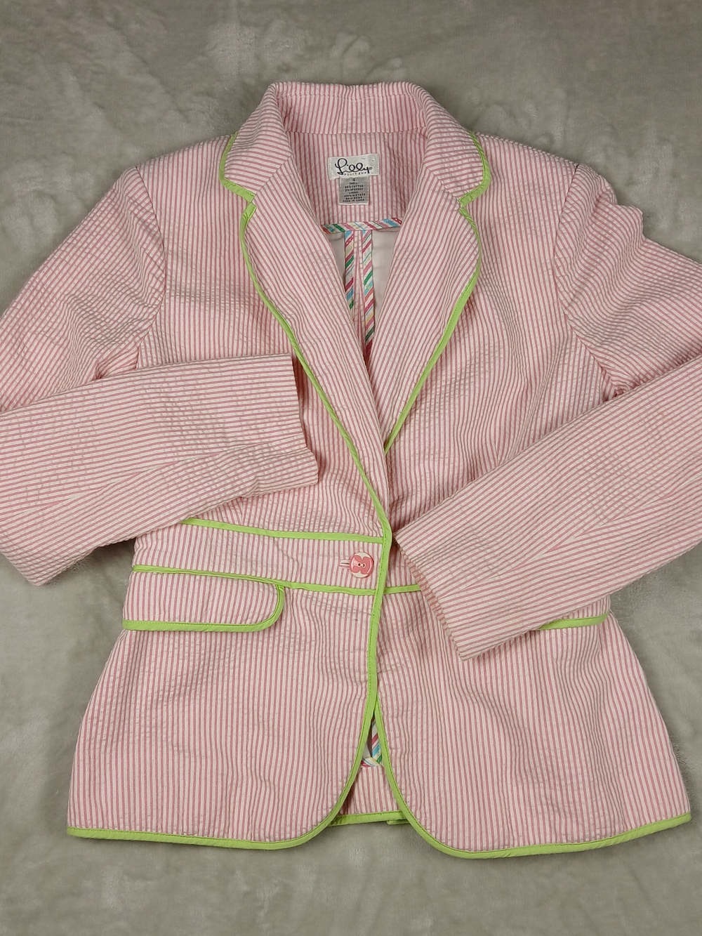 Lilly Pulitzer Janice Blazer 4 Women's Seersucker Pink Jacket Striped - Picture 1 of 12
